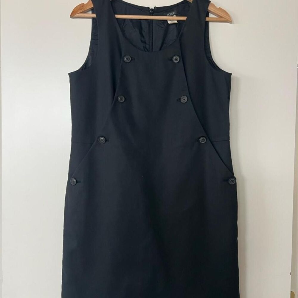 J Crew Womens Dress Size 6 Black Solid Sheath Knee Length Sleeveless Cotton